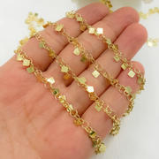 Gold Plated Sterling Silver Dangle Square Chain
